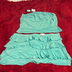 Aqua Ruffled Women's Skirt
